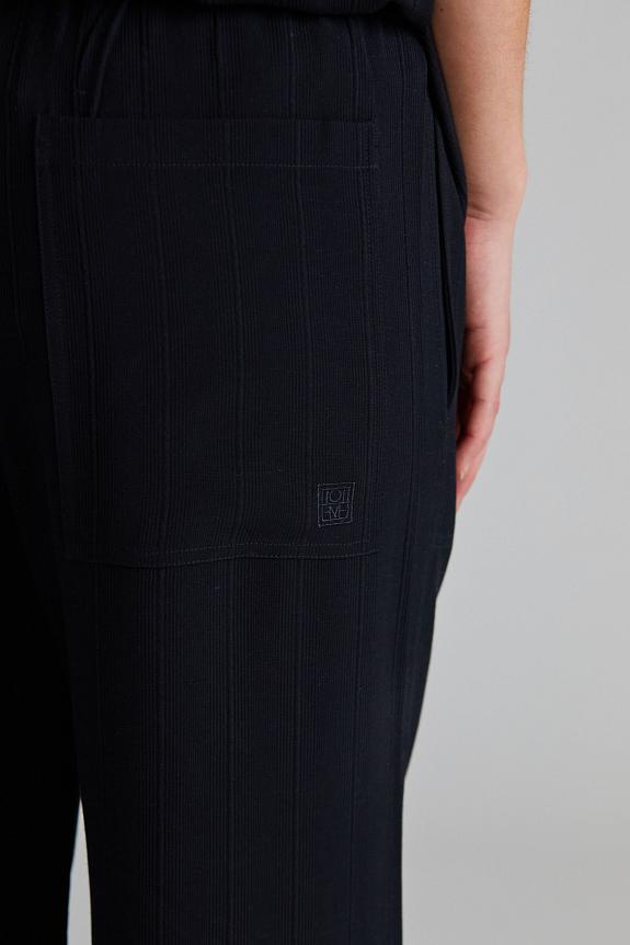 Toteme Woven Stripe Drawstring Trousers Black 